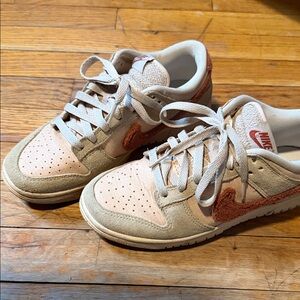 Nike Dunk Low “Terry Swoosh” Sneakers with Pink and Tan Highlights